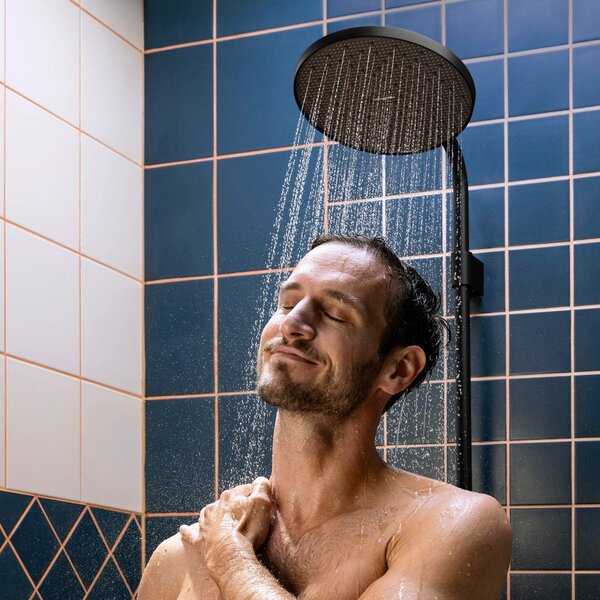 Hansgrohe Activera S - Sprchový systém Showerpipe 240 1jet so sprchovou tyčou Varia s termostatom Ecostat Fine, EcoSmart, čierna matná 28078670