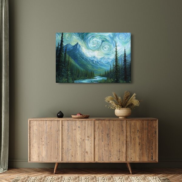 Obraz - Krajina s nádychom Van Gogha (90x60 cm)