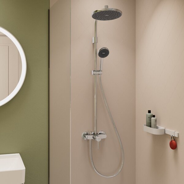 Hansgrohe Activera S - Sprchový systém Showerpipe 240 1jet so sprchovou tyčou Varia s pákovou batériou, EcoSmart, chróm 28875000