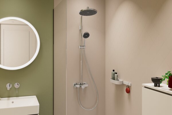 Hansgrohe Activera S - Sprchový systém Showerpipe 240 1jet so sprchovou tyčou Varia s pákovou batériou, EcoSmart, chróm 28875000