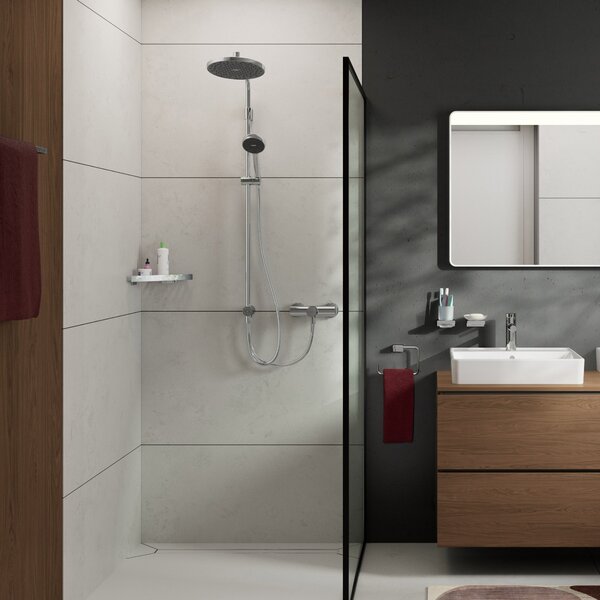 Hansgrohe Activera S - Sprchový systém Showerpipe 240 1jet so sprchovou tyčou Varia, EcoSmart, chróm 28074000
