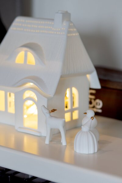 Porcelánový svícen domeček Thatch Large