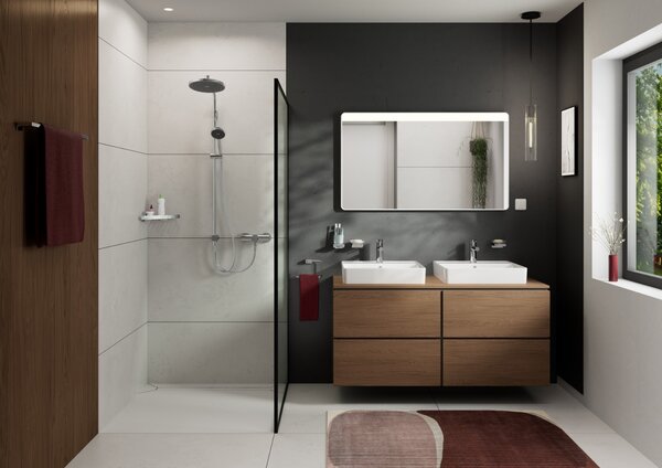 Hansgrohe Activera S - Sprchový systém Showerpipe 240 1jet so sprchovou tyčou Varia, EcoSmart, chróm 28074000