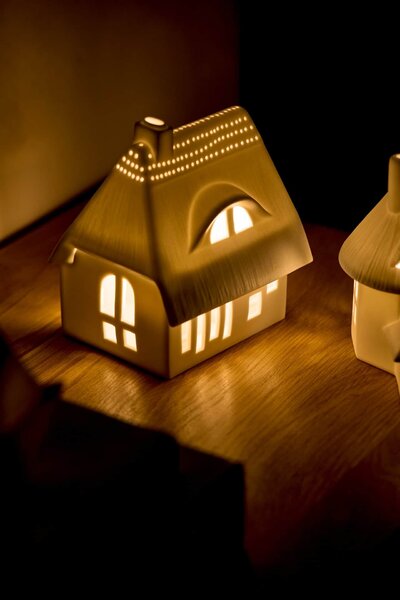 Porcelánový svícen domeček Thatch Large
