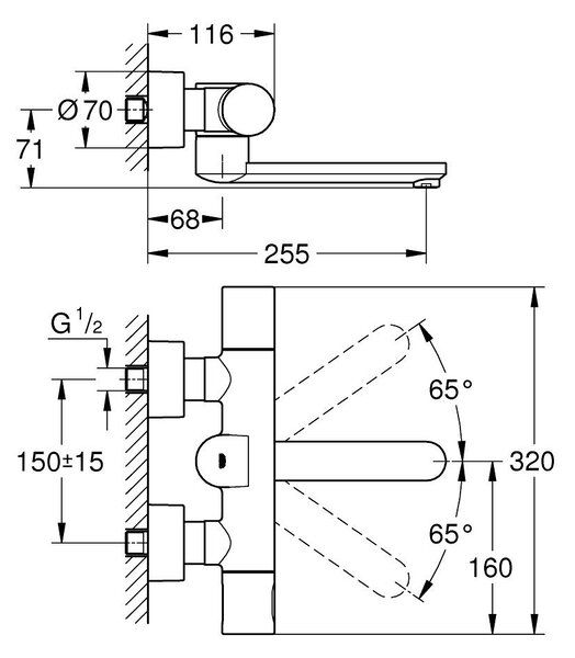 GROHE Eurosmart Cosmopolitan E - Infračervená elektronická umývadlová batéria s termostatom, chróm 36333000