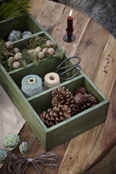 Drevený úložný box Green – 5 priehradiek