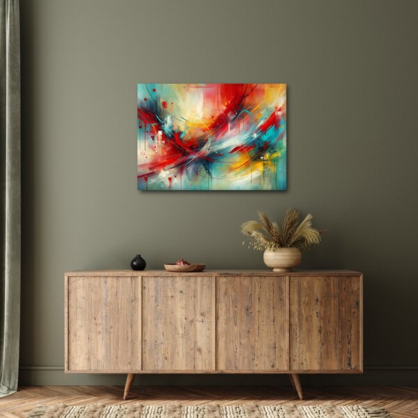 Obraz – Abstrakcia s červenou (70x50 cm)