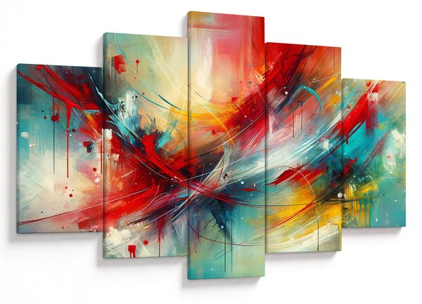 Obraz – Abstrakcia s červenou (150x105 cm)