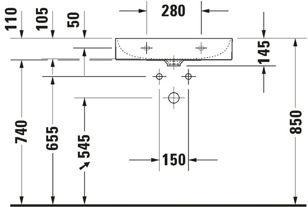 Duravit DuraSquare - Umývadlo do nábytku 600x470 mm, brúsené, bez prepadu, bez otvoru pre batériu, biela 2353600079