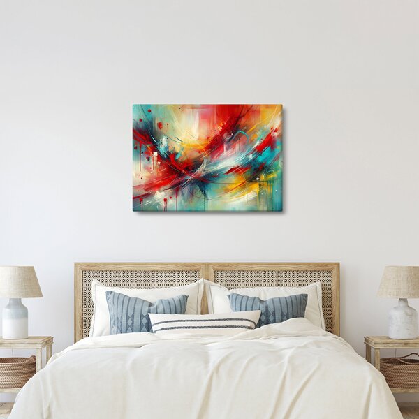 Obraz – Abstrakcia s červenou (70x50 cm)