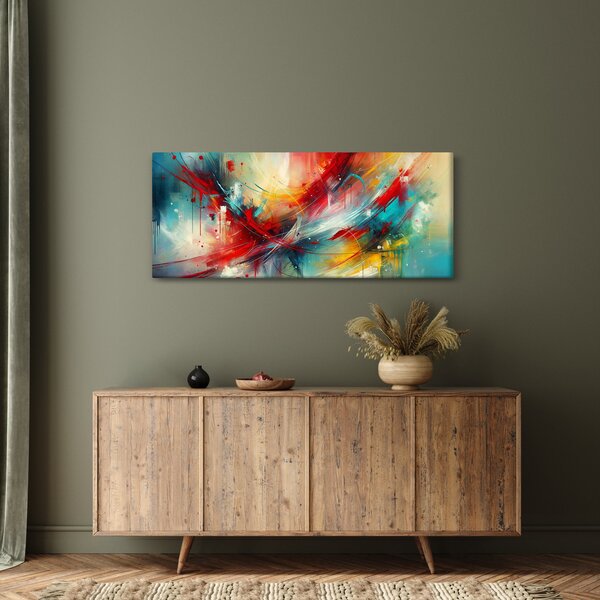 Obraz – Abstrakcia s červenou (120x50 cm)