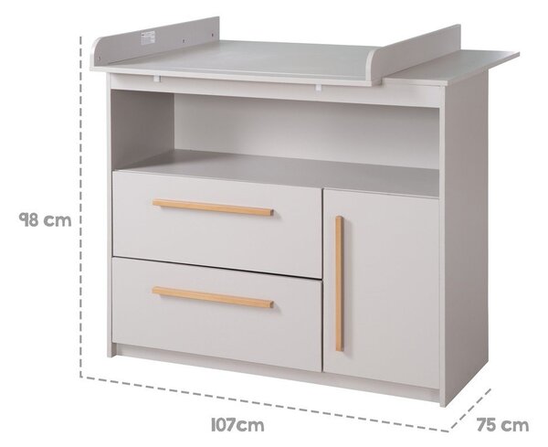 Svetlosivá detská komoda s prebaľovacím pultom 107x98x75 cm Lea – Roba