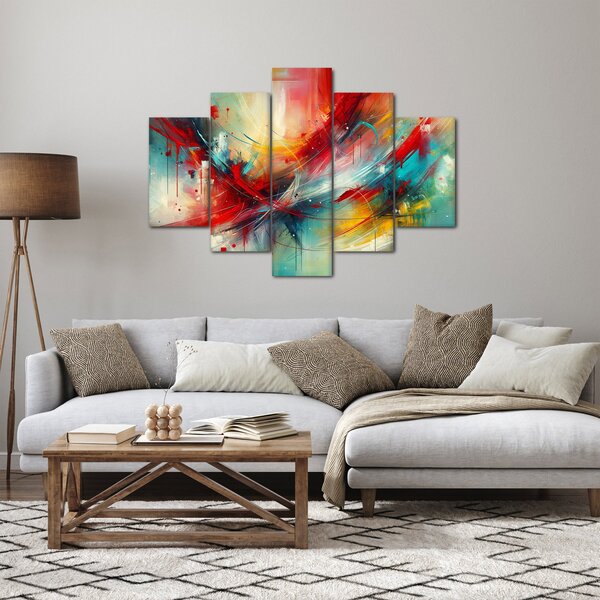 Obraz – Abstrakcia s červenou (150x105 cm)
