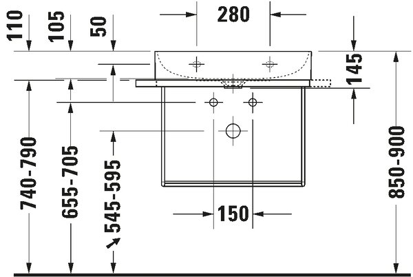 Duravit DuraSquare - Umývadlo do nábytku 600x470 mm, brúsené, bez prepadu, bez otvoru pre batériu, biela 2353600079