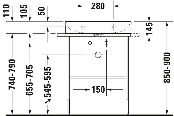 Duravit DuraSquare - Umývadlo do nábytku 600x470 mm, brúsené, bez prepadu, bez otvoru pre batériu, biela 2353600079
