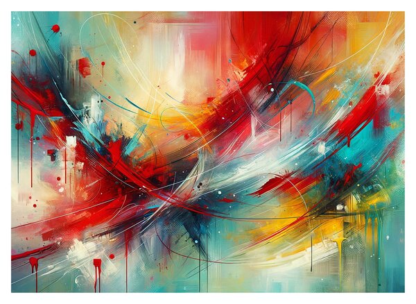 Obraz – Abstrakcia s červenou (70x50 cm)