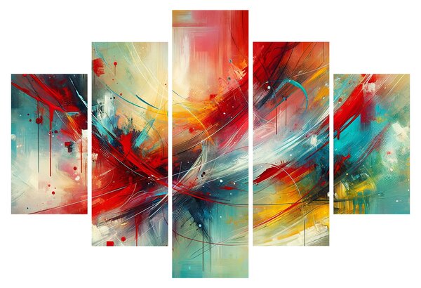 Obraz – Abstrakcia s červenou (150x105 cm)