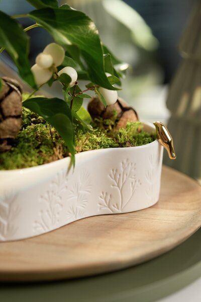Dekorativní porcelánový podnos Gold Bird