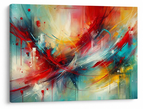 Obraz – Abstrakcia s červenou (70x50 cm)