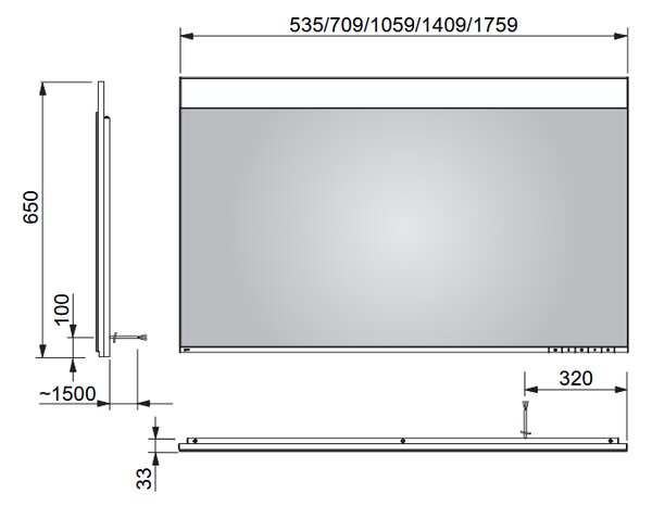 Keuco Edition 400 - Zrkadlo s osvetlením 710x650 mm, 11596171501