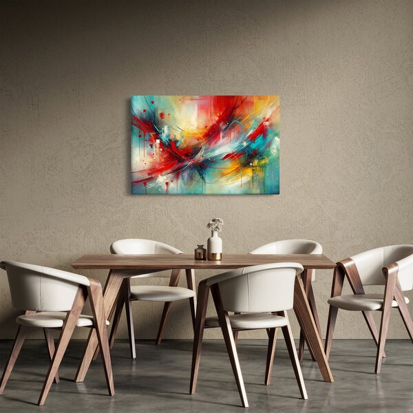 Obraz – Abstrakcia s červenou (90x60 cm)