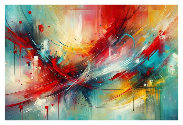 Obraz – Abstrakcia s červenou (90x60 cm)