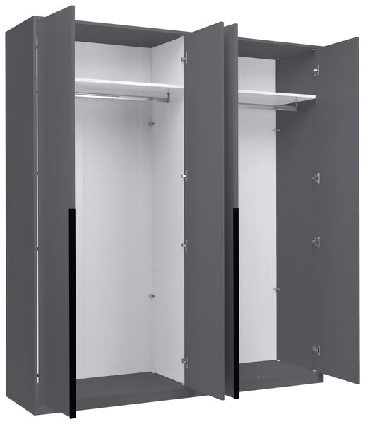 SKRIŇA S OTOČNÝMI DVERAMI, grafitová, 185/211/53 cm P & B - Skrine, Online Only