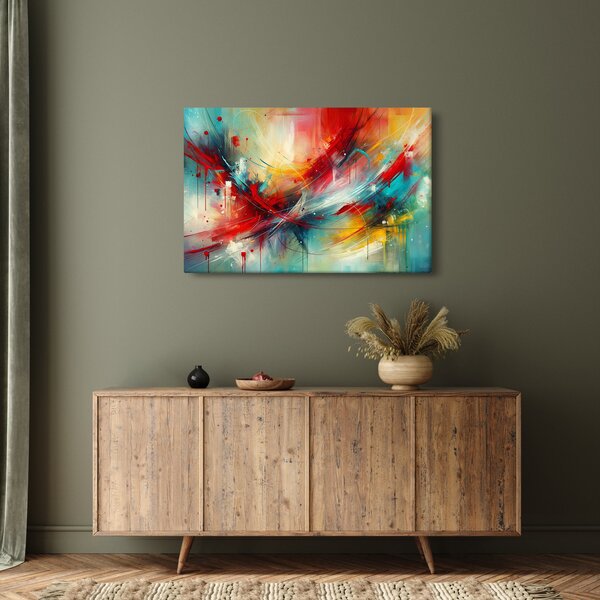 Obraz – Abstrakcia s červenou (90x60 cm)