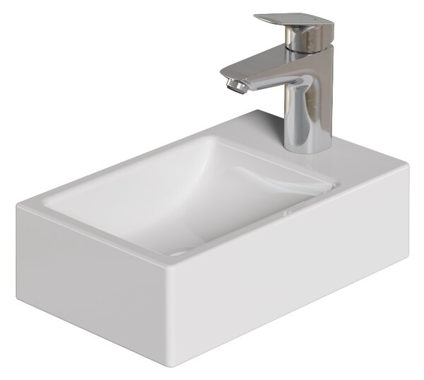 Bocchi Dura - Umývadielko 370x230 mm, otvor na batériu vpravo, biela lesklá
