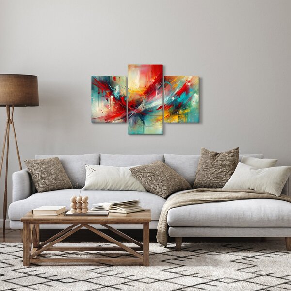 Obraz – Abstrakcia s červenou (90x60 cm)