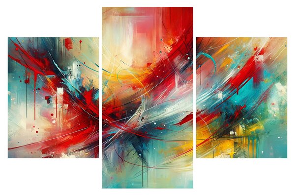 Obraz – Abstrakcia s červenou (90x60 cm)