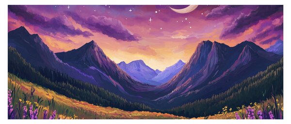 Obraz - Fialová krajina (120x50 cm)