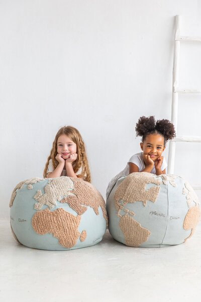 MUZZA Detský puf zemegule worldo modrý