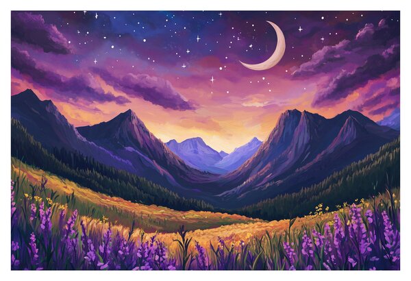 Obraz - Fialová krajina (90x60 cm)