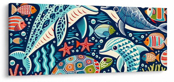 Obraz – Kreslené vodné zvieratká (120x50 cm)