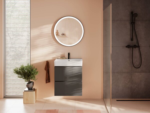Hansgrohe Xilesa E - Umývadlová skrinka 580/470 s 2 zásuvkami, bridlicová sivá matná 54254760