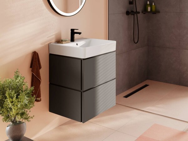 Hansgrohe Xilesa E - Umývadlová skrinka 580/470 s 2 zásuvkami, bridlicová sivá matná 54254760