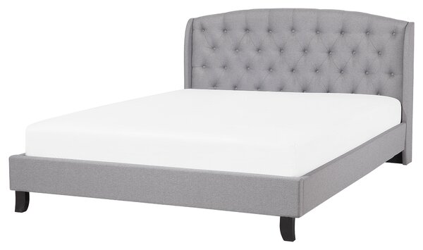 Sivá čalúnená posteľ 160x200 cm polyester EU king size moderný dzajn