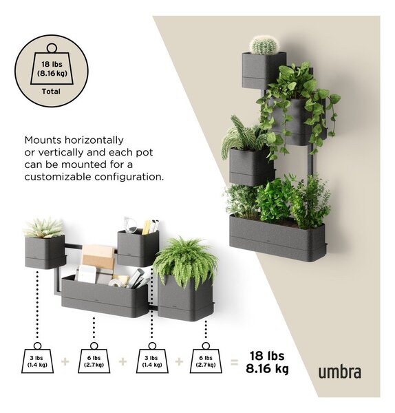 Závesné plastové kvetináče na bylinky v súprave 4 ks Cubiko – Umbra