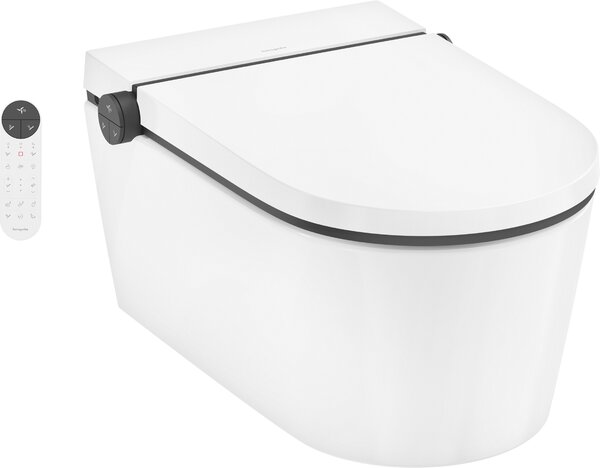 Hansgrohe LavaPura Element S - Závesná sprchová toaleta, uplná sada, AquaHelix Flush, SmartClean, HygieneEffect, biela 63021450
