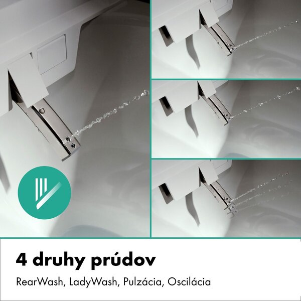 Hansgrohe LavaPura Element S - Závesná sprchová toaleta, uplná sada, AquaHelix Flush, SmartClean, HygieneEffect, biela 63021450