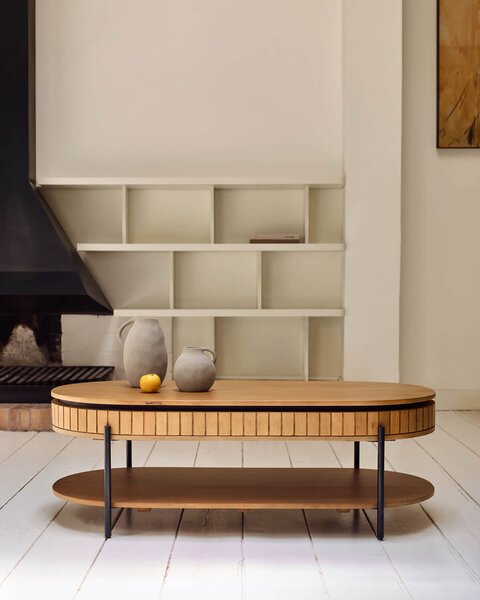 MUZZA Konferenčný stolík licia 130 x 65 cm prírodný
