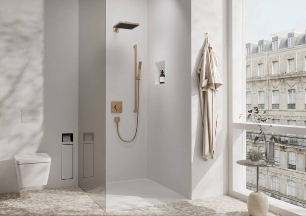 Hansgrohe Pulsify E - Hlavová sprcha 260 1jet + sprchové rameno 390 mm, kartáčovaný bronz 24330140+24337140