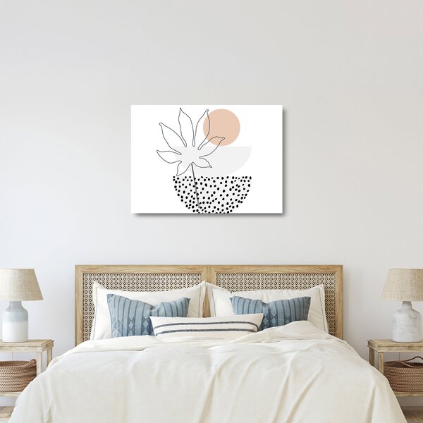 Sklenený obraz - Line art kvety N⁰3 (70x50 cm)