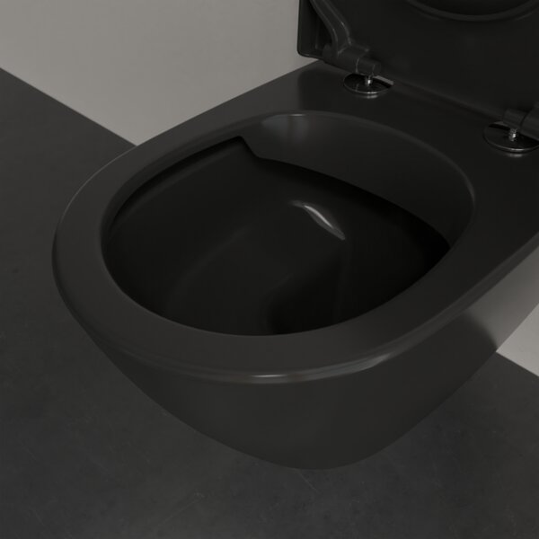 Villeroy & Boch Subway 2.0 - Závesné WC, Rimless, s DirectFlush, Pure Black CeramicPlus 5614R0R7