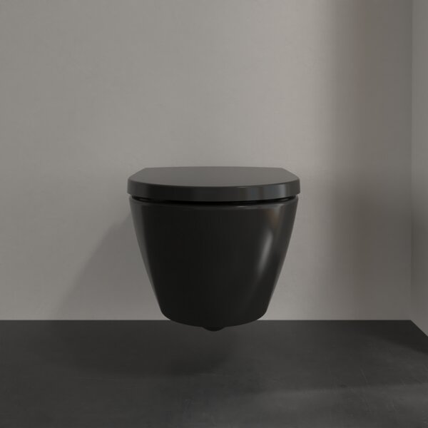 Villeroy & Boch Subway 2.0 - Závesné WC, Rimless, s DirectFlush, Pure Black CeramicPlus 5614R0R7