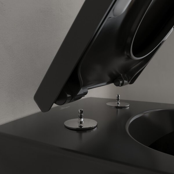 Villeroy & Boch Subway 2.0 - Závesné WC, Rimless, s DirectFlush, Pure Black CeramicPlus 5614R0R7