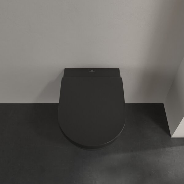 Villeroy & Boch Subway 2.0 - Závesné WC, Rimless, s DirectFlush, Pure Black CeramicPlus 5614R0R7