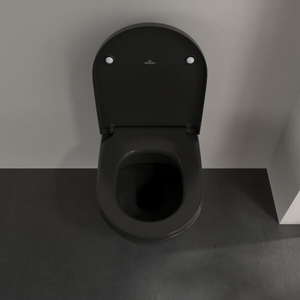 Villeroy & Boch Subway 2.0 - Závesné WC, Rimless, s DirectFlush, Pure Black CeramicPlus 5614R0R7