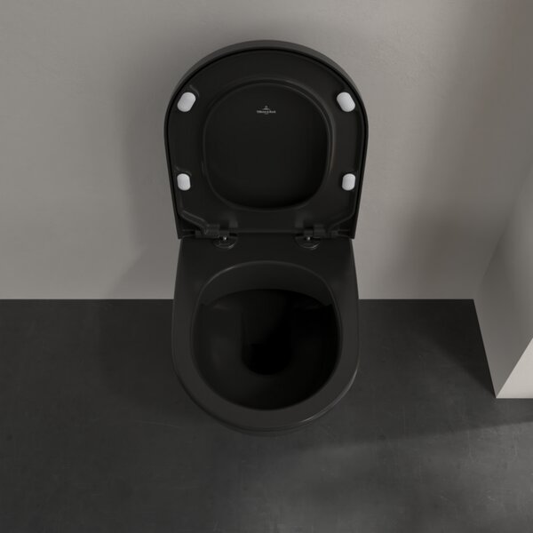 Villeroy & Boch Subway 2.0 - Závesné WC, Rimless, s DirectFlush, Pure Black CeramicPlus 5614R0R7